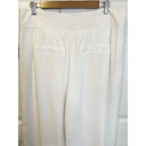 Bar III Button Front Lined Wide Leg White Pants Size 14 High Waist Pockets - Picture 9 of 13